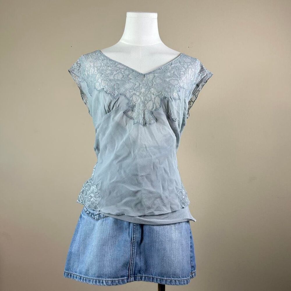 Express Whimsigoth Light Grey Fairy Silky Babydoll Top